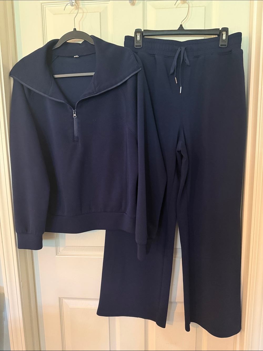 Women's Navy Pull-On Jogger Pants & Quarter-Zip Top Set